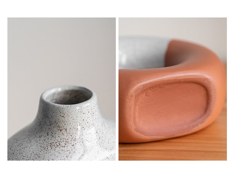 Laterite Half Glazed Round Ceramic Vase Office Desktop Soft Board Room Window - Hearth & Lume