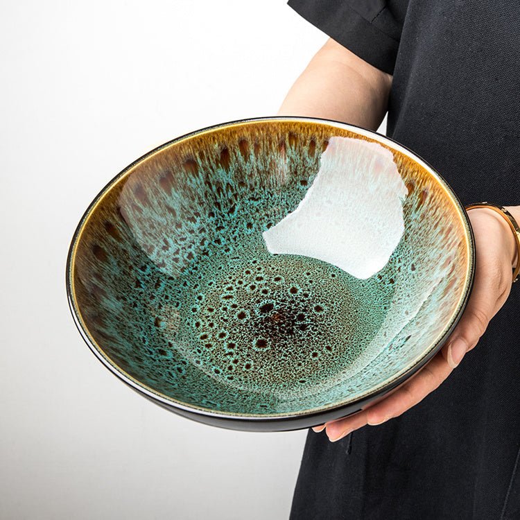 Vintage Green Ceramic 8 - inch Bowl Household Noodle Bowl - Hearth & Lume