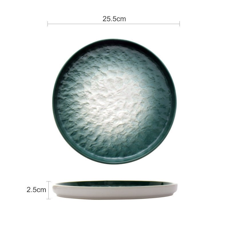 Gradient Emerald Steak Plate Stone Pattern Pasta Plate Western Plate Round Plate Restaurant Home - Hearth & Lume