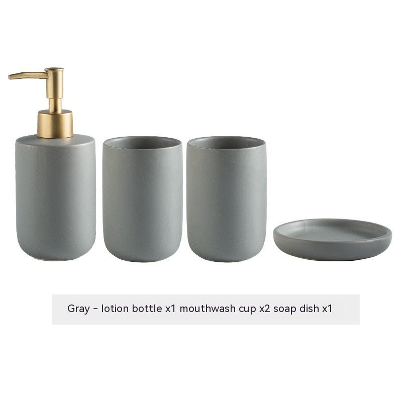 Solid Color Ceramic Bathroom Four - piece Set - Hearth & Lume