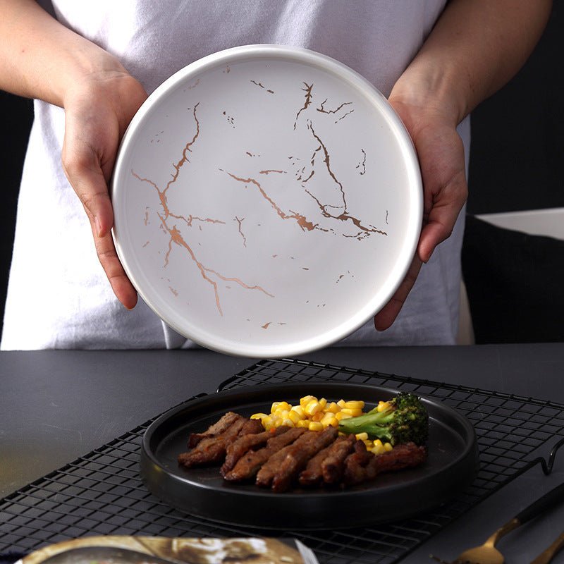 Nordic Style Marble Plate Household Ceramic Dish - Hearth & Lume