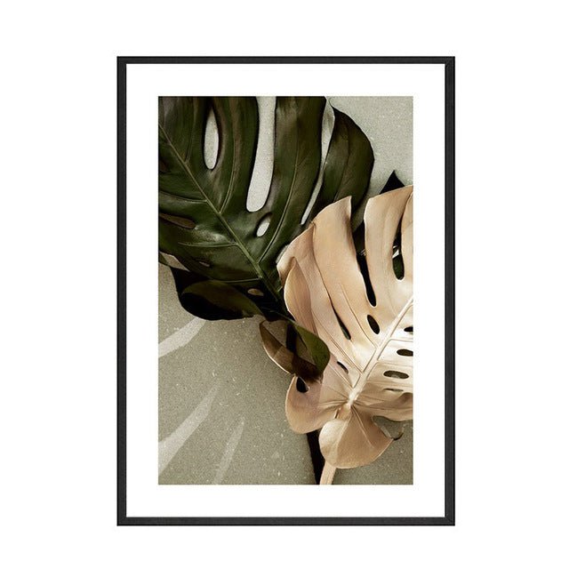 Green And Gold Leaves Nature Poster And Living Room Decor Printed Wall - Hearth & Lume