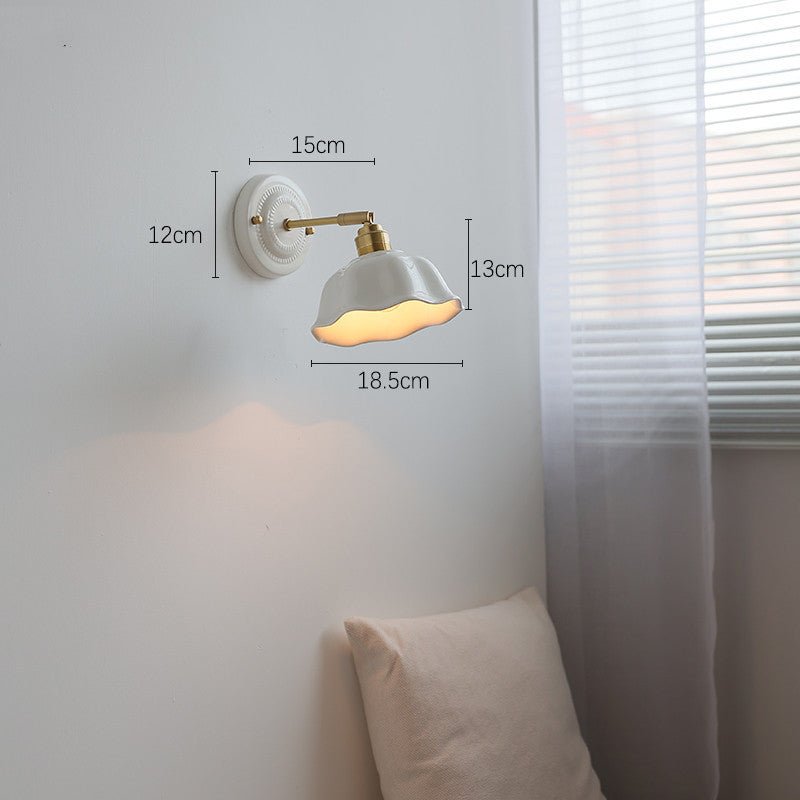 Ceramic Nordic Bedroom Bedside Full Copper Wall Lamp - Hearth & Lume