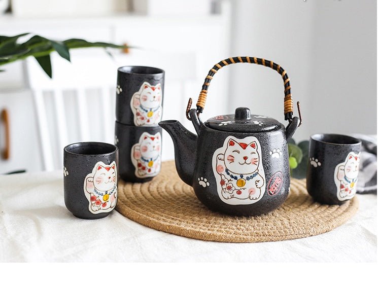 Creative Hand - painted Lucky Cat Ceramic Tea Set - Hearth & Lume