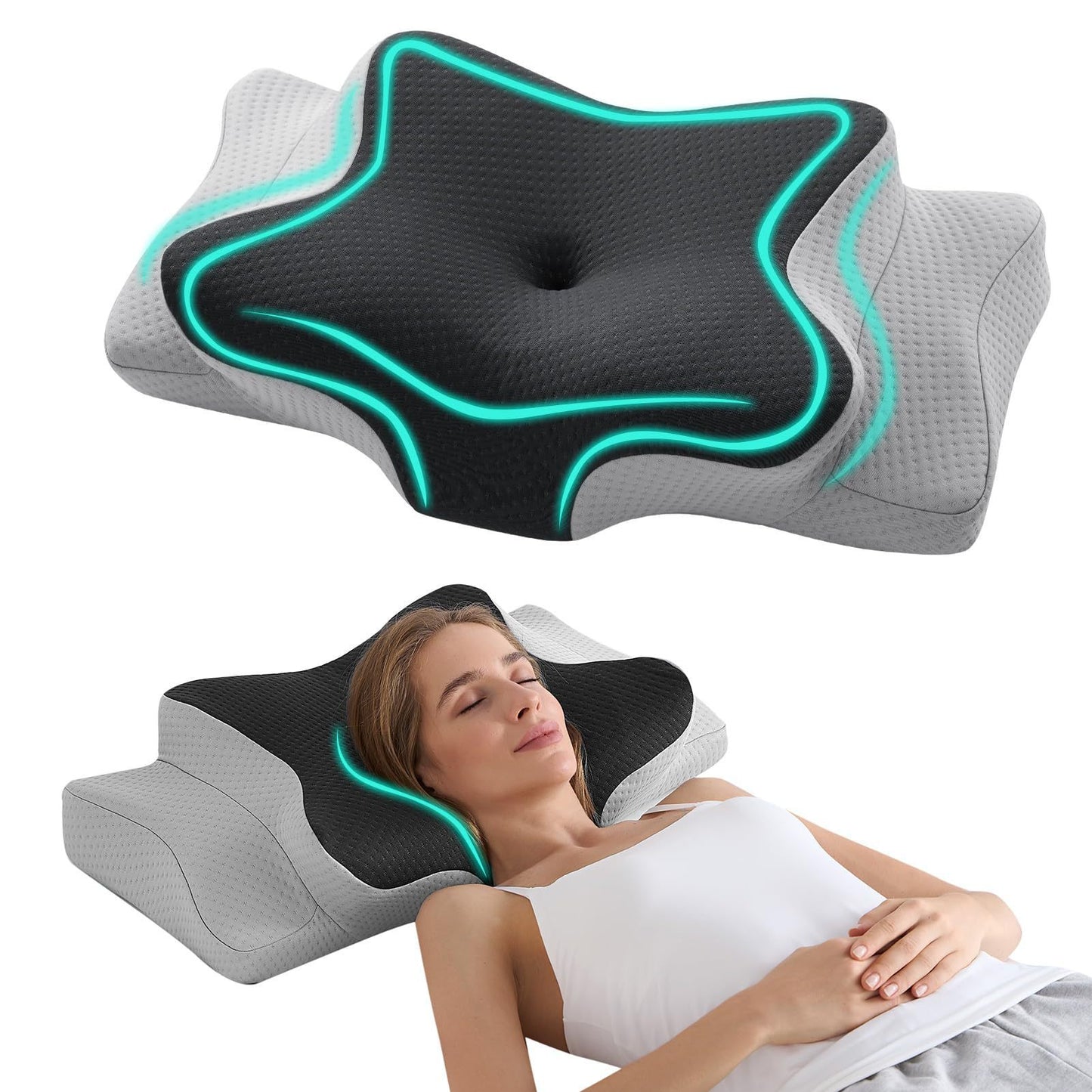 Memory Cotton Pillow Cervical Support Does Not Collapse - Hearth & Lume