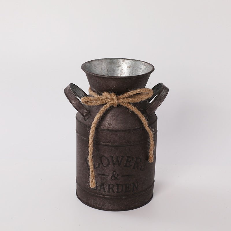 Retro Distressed Iron Sheet Creative Decoration Vase - Hearth & Lume