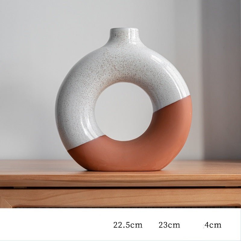 Laterite Half Glazed Round Ceramic Vase Office Desktop Soft Board Room Window - Hearth & Lume