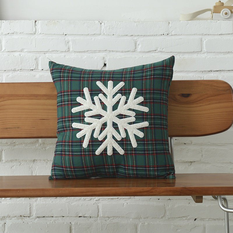 Polyester - cotton Canvas Christmas Green Plaid Pillow Cover - Hearth & Lume