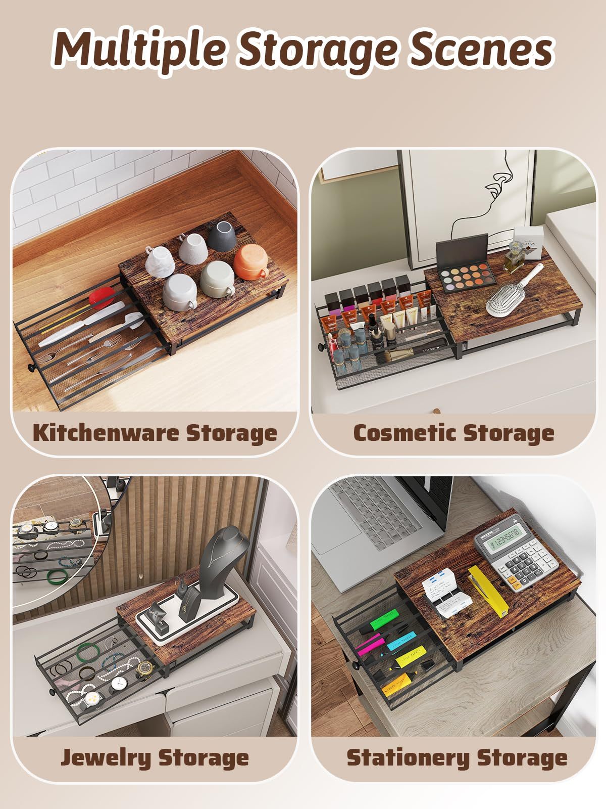 K-cup Storage Rack, Coffee Capsule Holder, Cabinet Lower Capsule Holder With Sliding Drawers, Can Accommodate Up To 35 K-cup Coffee Capsules Without Assembly, Plain Brown Color