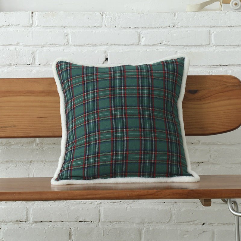 Polyester - cotton Canvas Christmas Green Plaid Pillow Cover - Hearth & Lume