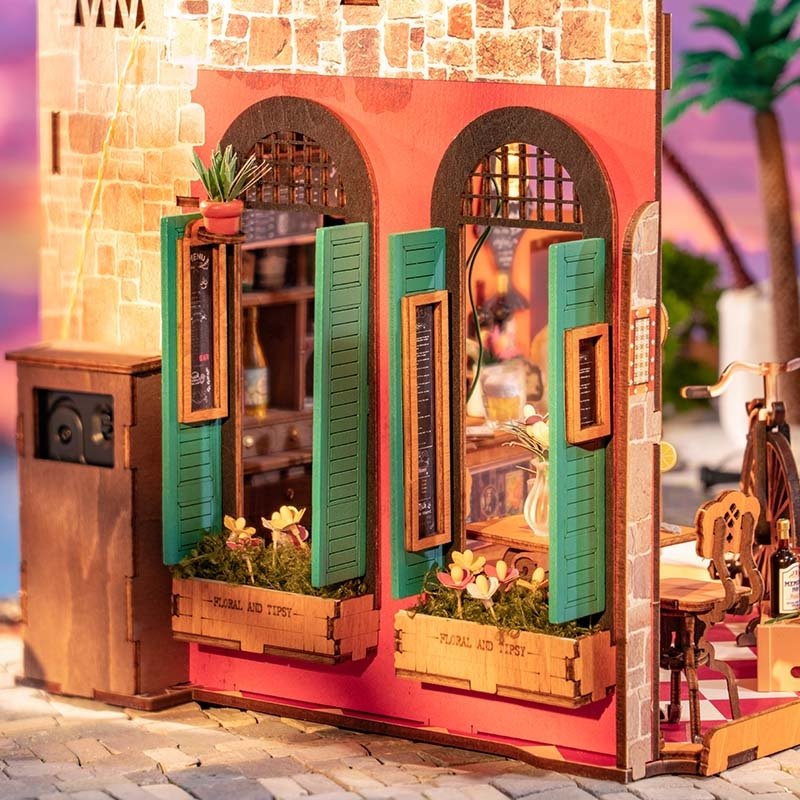 Rolife DIY Mini Bar Dollhouse Kit - 3D Puzzle Cheers Pub & Book Nook - Hearth & Lume