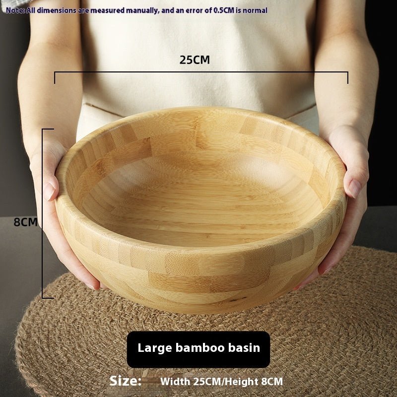 Wooden Dough Basin Thick Bamboo Bowl - Hearth & Lume
