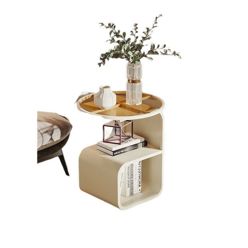 Simple Modern Round Tempered Glass Sofa Side Table - Hearth & Lume