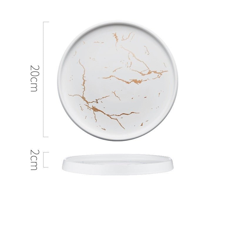 Nordic Style Marble Plate Household Ceramic Dish - Hearth & Lume
