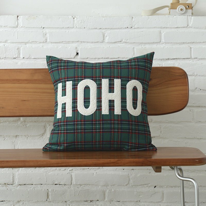 Polyester - cotton Canvas Christmas Green Plaid Pillow Cover - Hearth & Lume