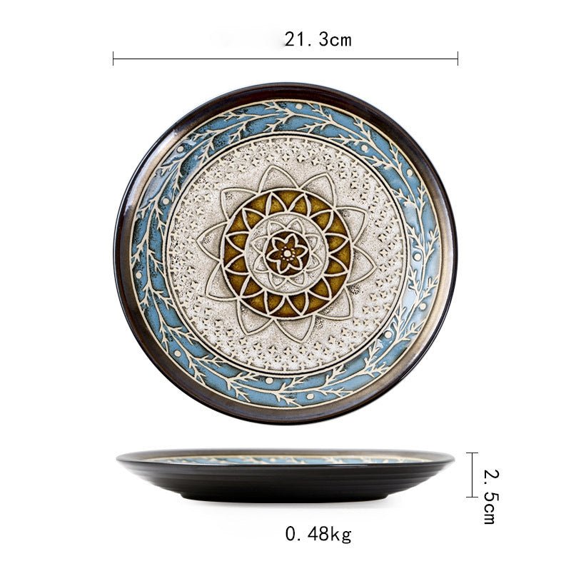 Ceramic Plate Flat Plate Creative Dish Plate Japanese Vintage Tableware - Hearth & Lume