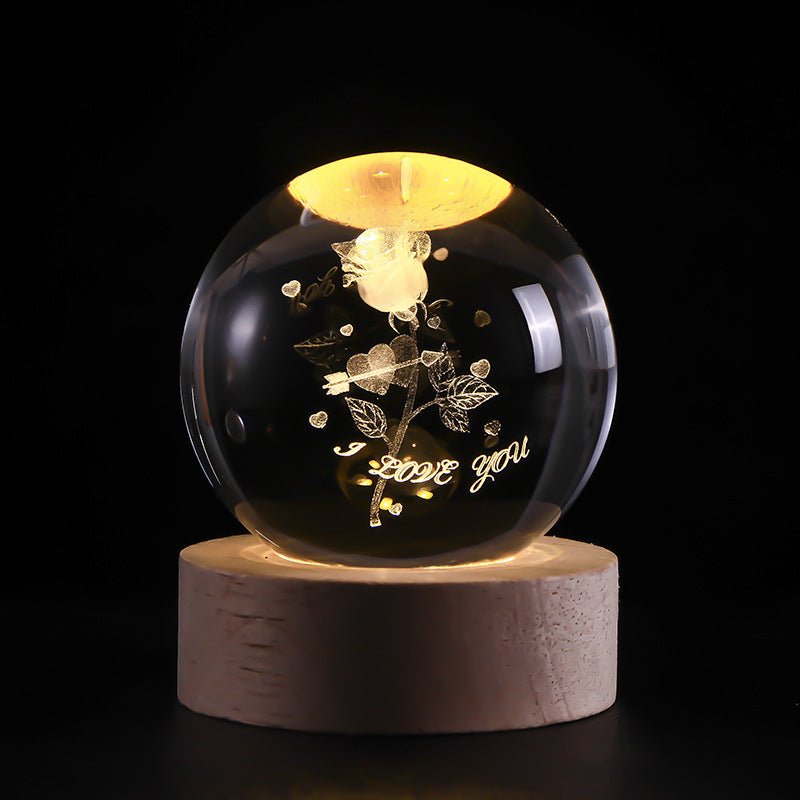 3D Crystal Ball Night Light Solar System Cosmic Theme LED Decoration Light - Hearth & Lume