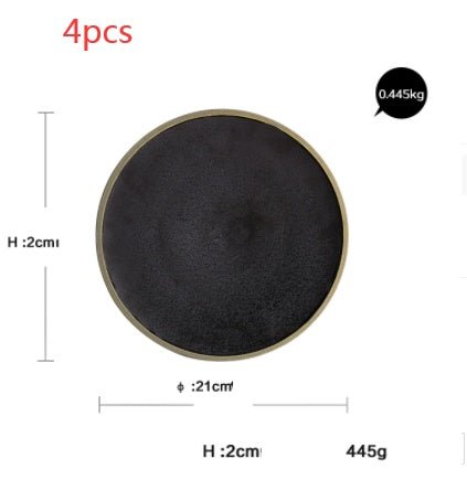 Black Crystal Large Plate Ceramic Plate Home Dessert Plate Round Flat Plate - Hearth & Lume