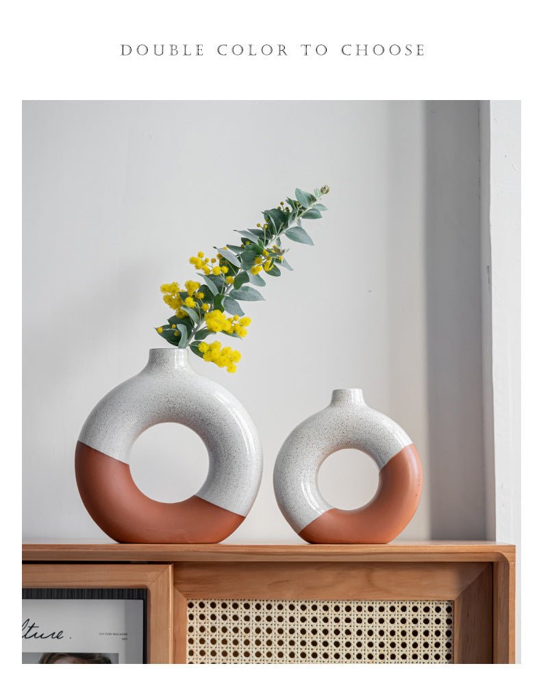 Laterite Half Glazed Round Ceramic Vase Office Desktop Soft Board Room Window - Hearth & Lume