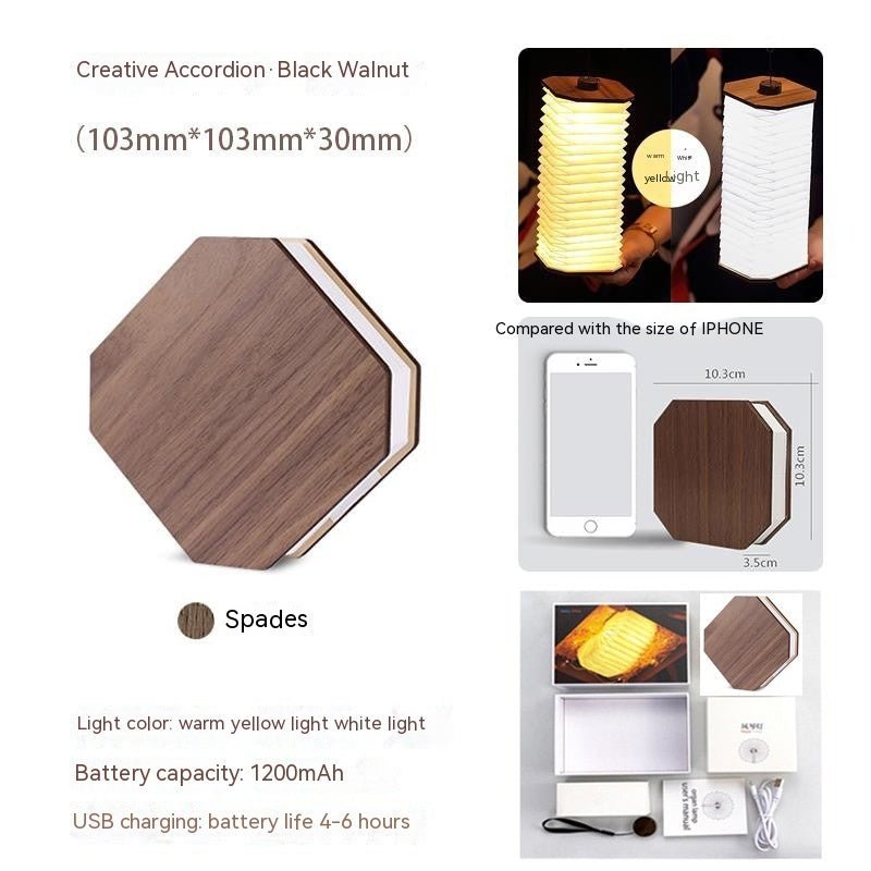 Creative Gift Led Portable Retro Lamp Usb Rechargeable Wooden Lamp - Hearth & Lume