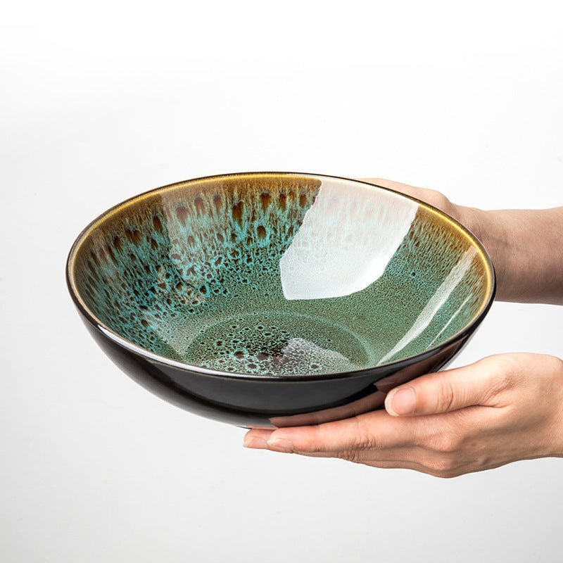 Vintage Green Ceramic 8 - inch Bowl Household Noodle Bowl - Hearth & Lume