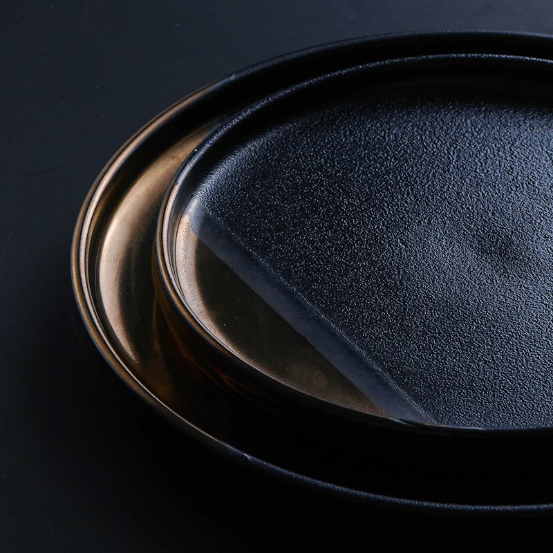 Creative Black Gold Ceramic Plate Household Dishes - Hearth & Lume