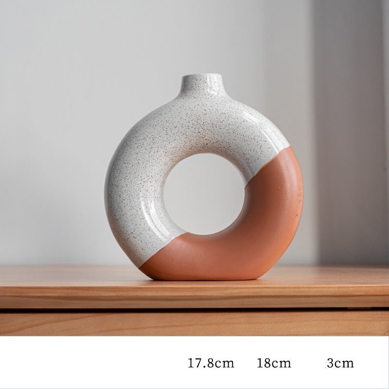 Laterite Half Glazed Round Ceramic Vase Office Desktop Soft Board Room Window - Hearth & Lume