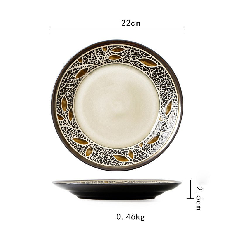 Ceramic Plate Flat Plate Creative Dish Plate Japanese Vintage Tableware - Hearth & Lume