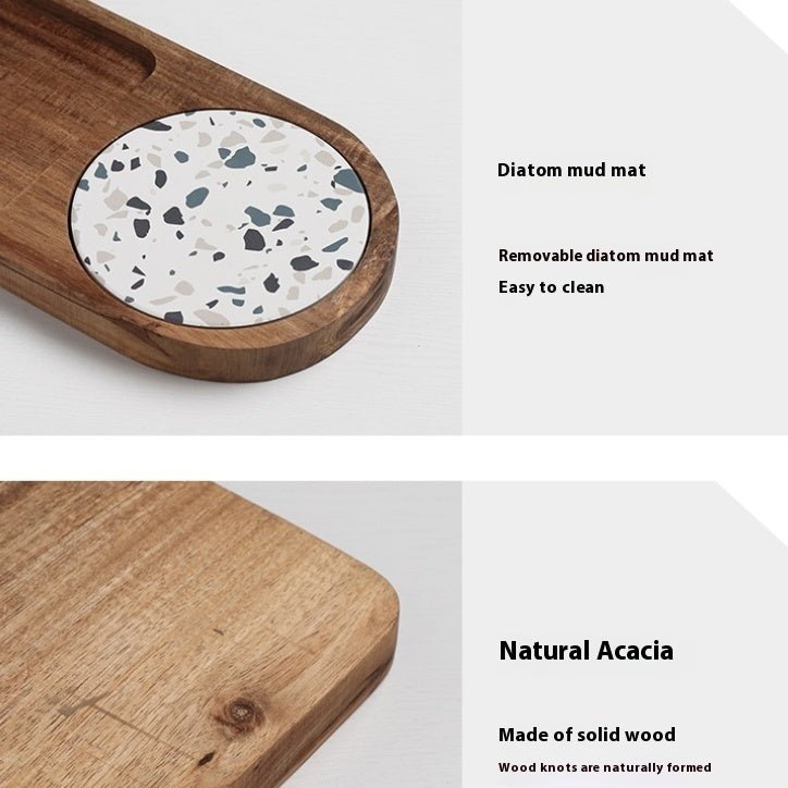 Japanese - style Solid Wood Tray Water Cup Storage Plate Vintage Bread - Hearth & Lume