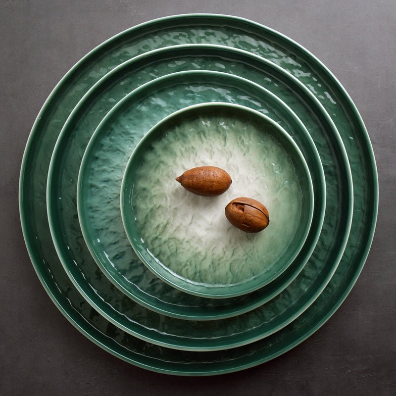 Gradient Emerald Steak Plate Stone Pattern Pasta Plate Western Plate Round Plate Restaurant Home - Hearth & Lume