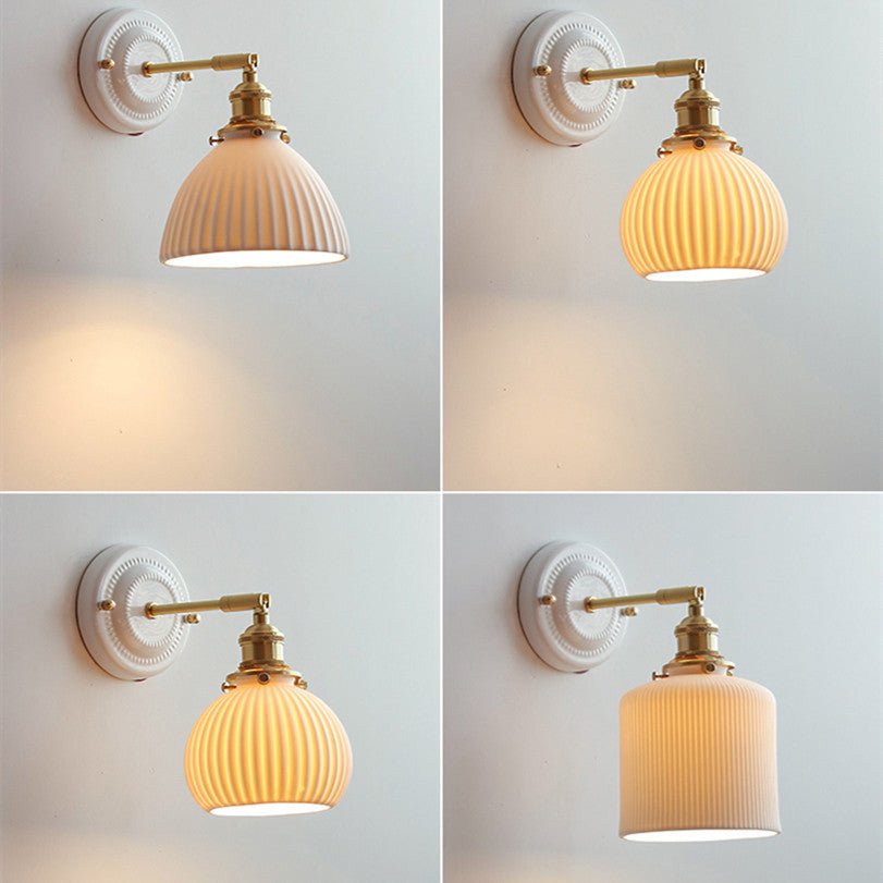 Ceramic Nordic Bedroom Bedside Full Copper Wall Lamp - Hearth & Lume