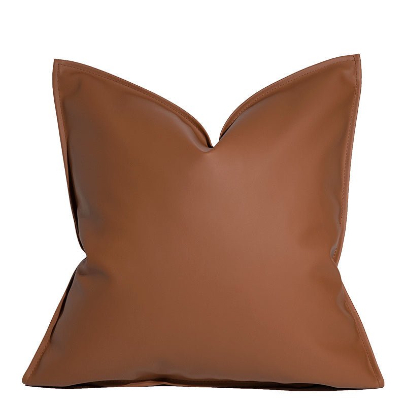 Nordic Style Solid Leather Living Room Sofa Pillow Bed Waist Support - Hearth & Lume
