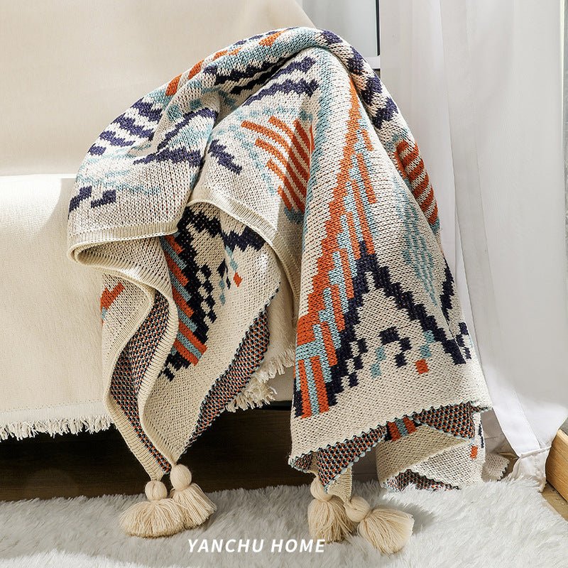 Bohemian Style Sofa Blanket Bay Window Knitted - Hearth & Lume