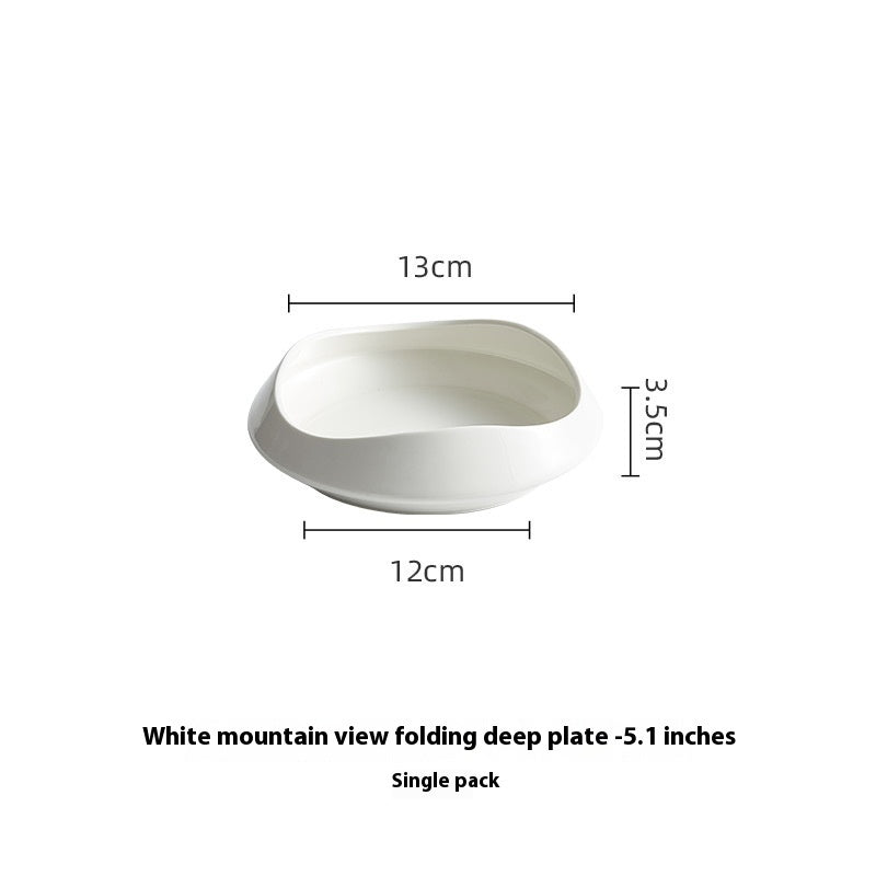 White Porcelain Tableware Guanshan Plate Household Ceramic Dishes - Hearth & Lume