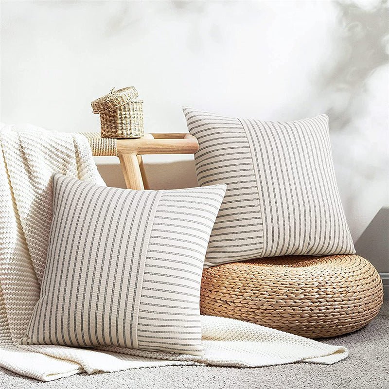 Modern Decorative Striped Canvas Pillow Cover Home Home Sofa Bedroom Cushion - Hearth & Lume