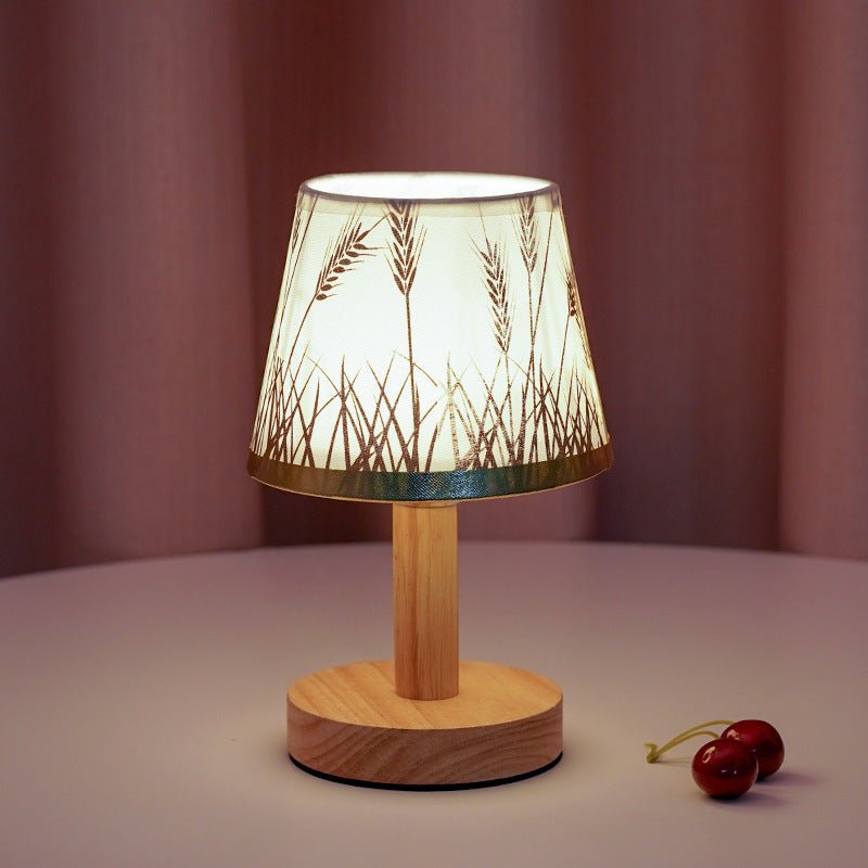 Creative Solid Wood Fabric Usb Bedroom Bedside Lamp - Hearth & Lume
