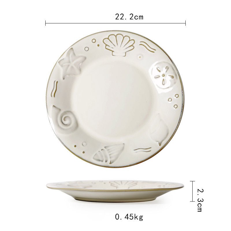 Ceramic Plate Flat Plate Creative Dish Plate Japanese Vintage Tableware - Hearth & Lume