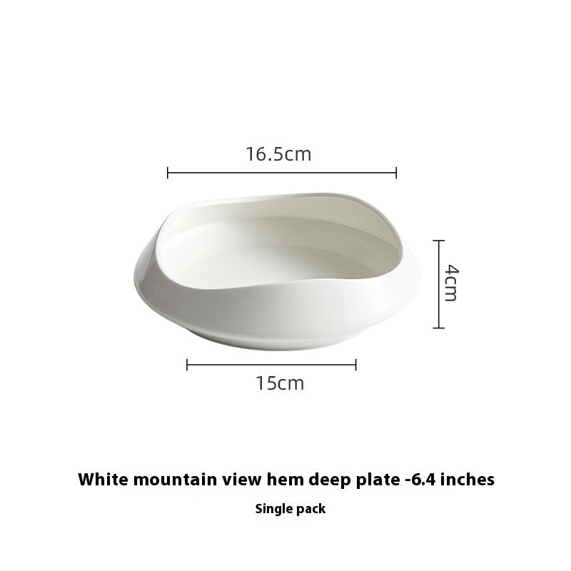 White Porcelain Tableware Guanshan Plate Household Ceramic Dishes - Hearth & Lume
