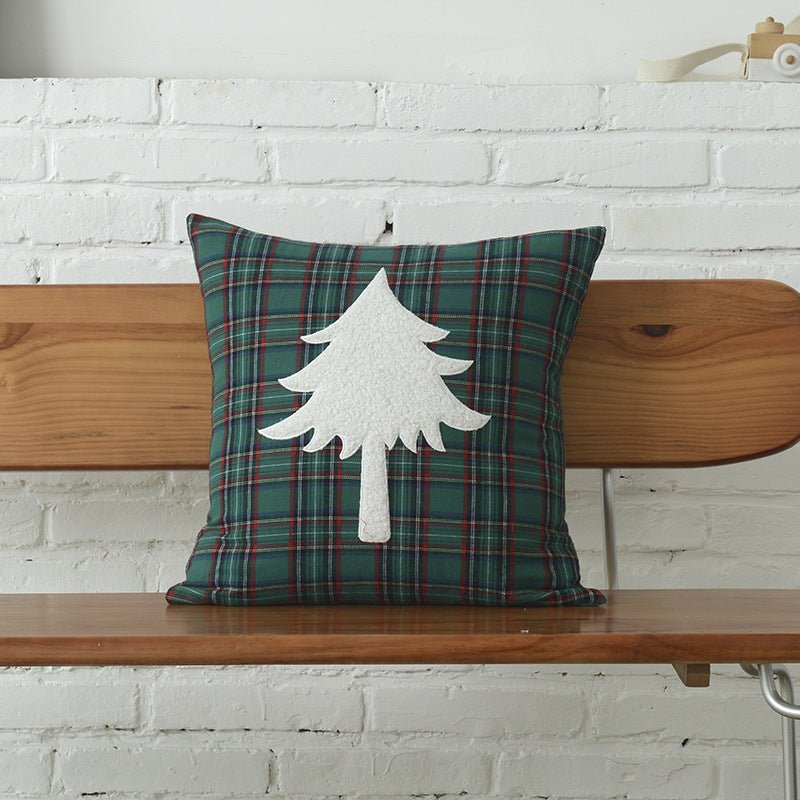 Polyester - cotton Canvas Christmas Green Plaid Pillow Cover - Hearth & Lume