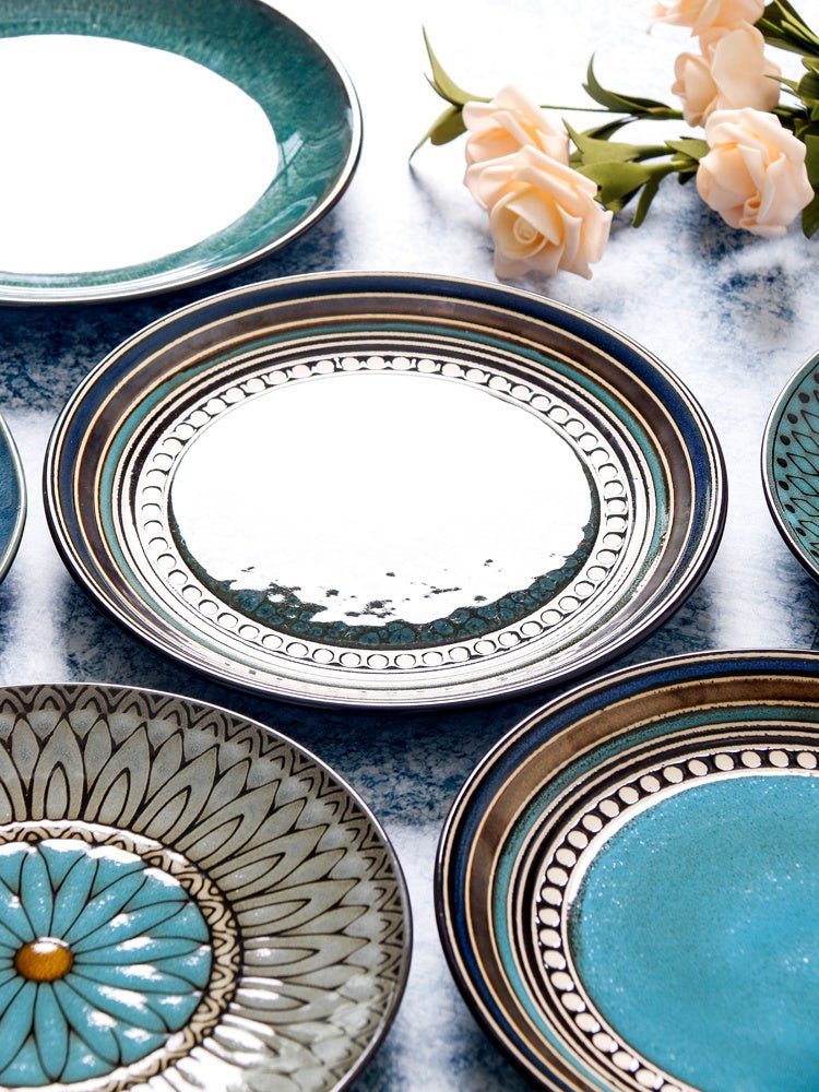 Ceramic Plate Flat Plate Creative Dish Plate Japanese Vintage Tableware - Hearth & Lume