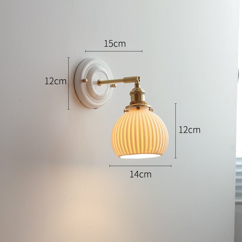 Ceramic Nordic Bedroom Bedside Full Copper Wall Lamp - Hearth & Lume