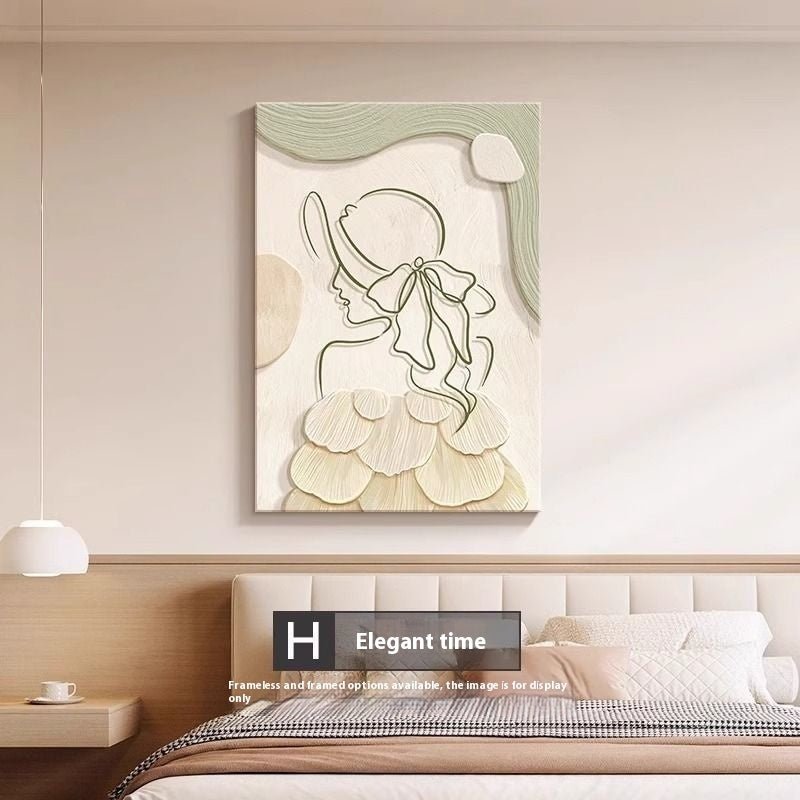 Decorative Painting Cream Style Abstract Line Character Mural - Hearth & Lume