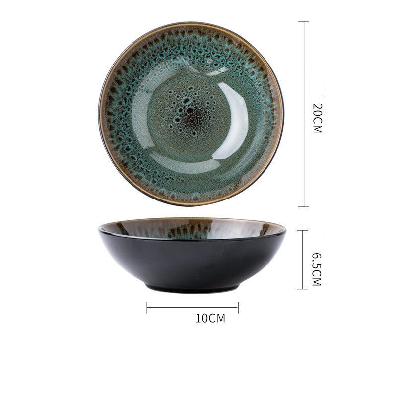 Vintage Green Ceramic 8 - inch Bowl Household Noodle Bowl - Hearth & Lume