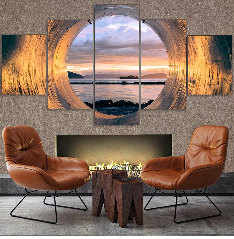 Poster Art Painting Home Decor Sunset Tube Seascape Frame Living Room Canvas - Hearth & Lume