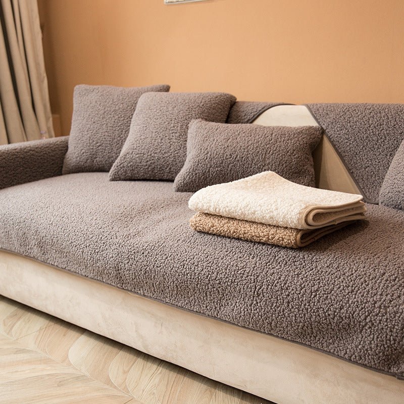 All - season Thickened Fabric Plush Sofa Cover - Hearth & Lume