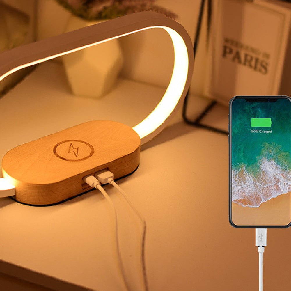 Wooden Clock Bedroom Bedside Table Lamp - Hearth & Lume