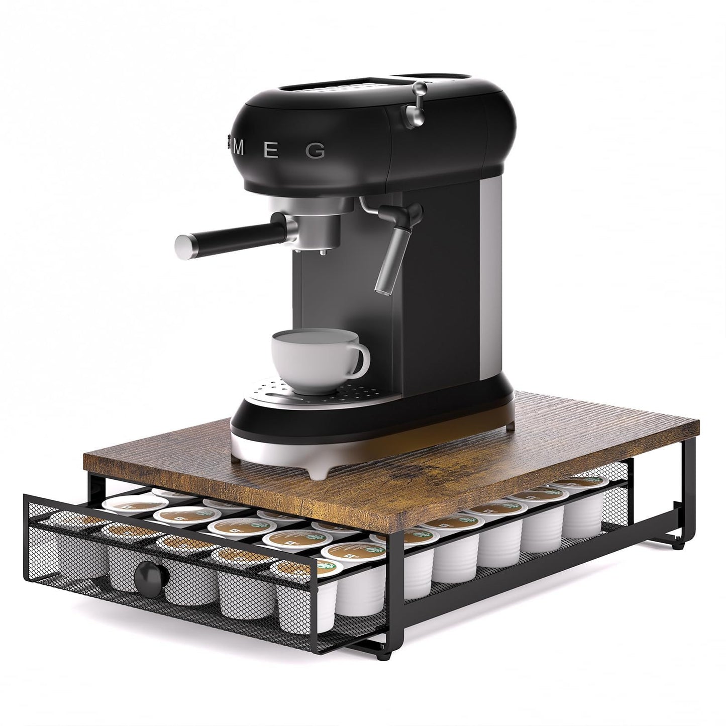 K-cup Storage Rack, Coffee Capsule Holder, Cabinet Lower Capsule Holder With Sliding Drawers, Can Accommodate Up To 35 K-cup Coffee Capsules Without Assembly, Plain Brown Color