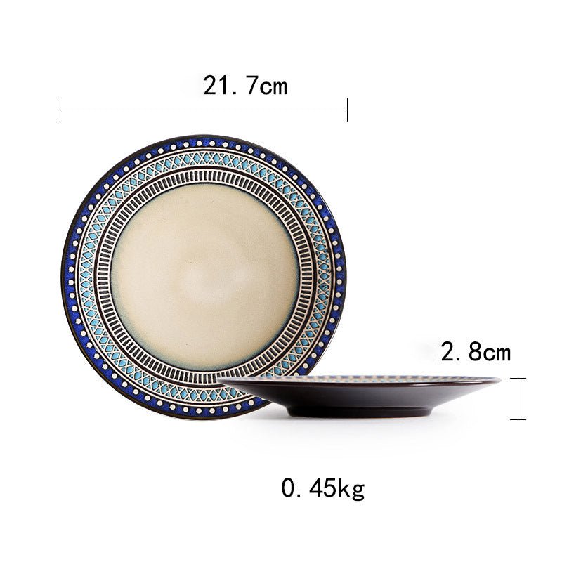Ceramic Plate Flat Plate Creative Dish Plate Japanese Vintage Tableware - Hearth & Lume