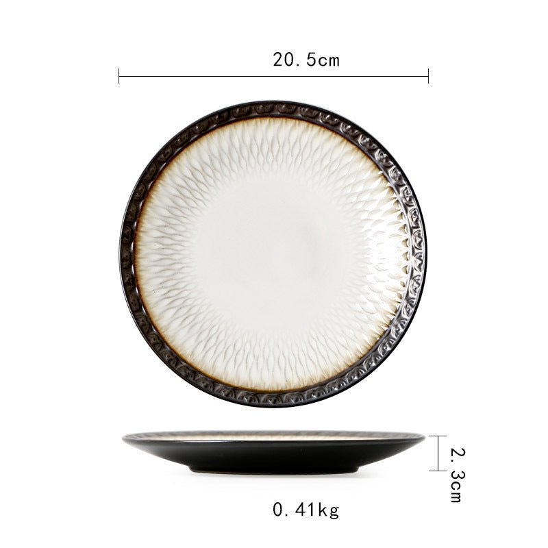 Ceramic Plate Flat Plate Creative Dish Plate Japanese Vintage Tableware - Hearth & Lume