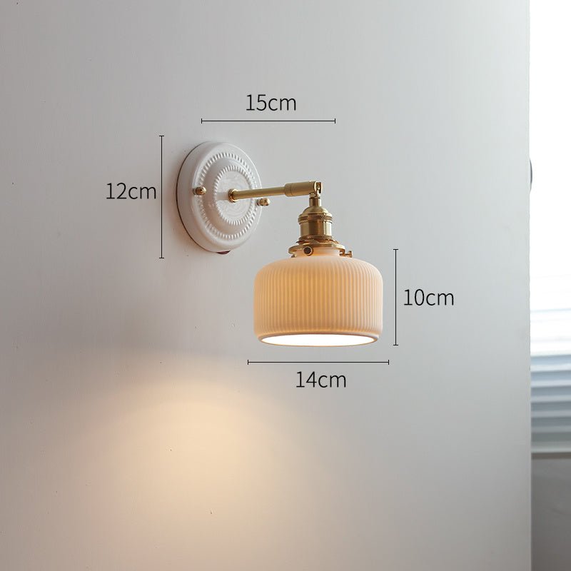 Ceramic Nordic Bedroom Bedside Full Copper Wall Lamp - Hearth & Lume